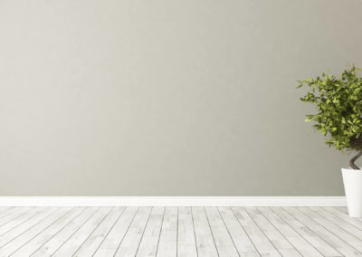 Clean white floor with plan in the right side